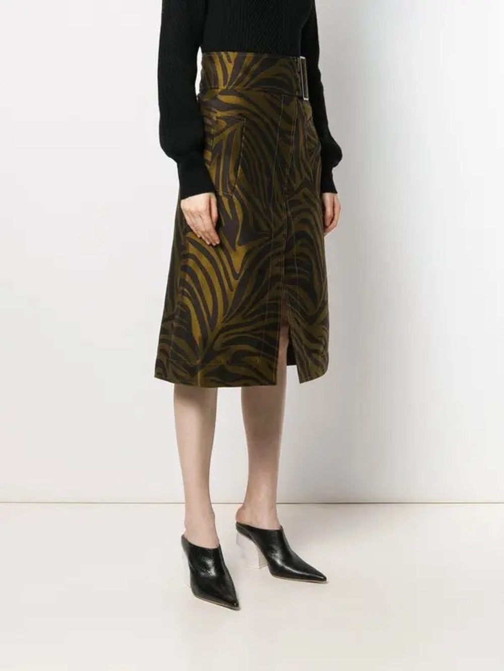 3.1 Phillip Lim Zebra Jacquard Belted Skirt In Brown